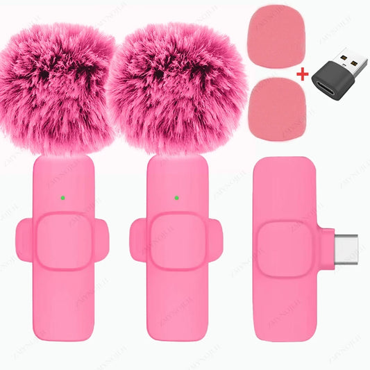 Micrófono Solapa Inalámbrico 2 en 1 USB-C Rosa