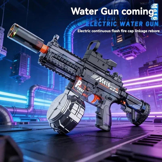 2026 Explosion Flash M416 Children's Electric Water Gun Toy Electric Continuous Launch Linkage Return Chamber Outdoor Water Spra