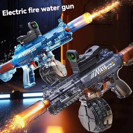 2026 Explosion Flash M416 Children's Electric Water Gun Toy Electric Continuous Launch Linkage Return Chamber Outdoor Water Spra