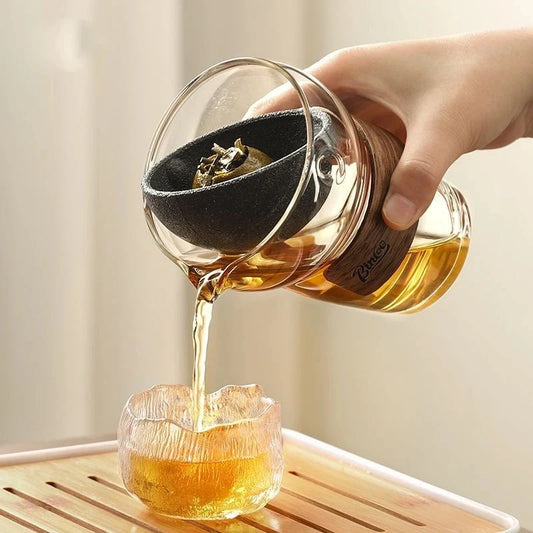 Tetera infusora de cristal giratoria